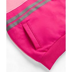 Pine Kids Cotton Knit Full Sleeves Hooded Sweatshirt with Cut & Sew Design - Pink