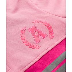 Pine Kids Cotton Knit Full Sleeves Hooded Sweatshirt with Cut & Sew Design - Pink