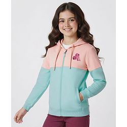 Pine Kids Cotton Knit Full Sleeves Hooded Sweatjacket With Floral Embroidery - Multicolor