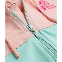 Pine Kids Cotton Knit Full Sleeves Hooded Sweatjacket With Floral Embroidery - Multicolor