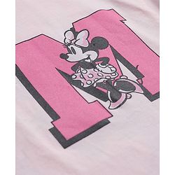 Pine Kids Disney Single Jersey Knit Drop Shoulder Half Sleeves T-Shirt with Minnie Mouse Graphics - Pink