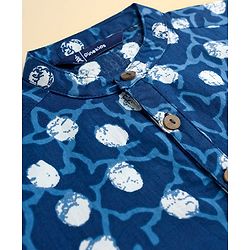 Pine Kids Cotton Woven Floral Printed Kurta & Pyjama Set - Blue