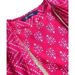Pine Kids Cotton Woven Sleeveless Floral & Badhani Printed Top with Jacket & Pant Set - Pink