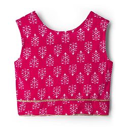 Pine Kids Cotton Woven Sleeveless Floral & Badhani Printed Top with Jacket & Pant Set - Pink