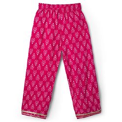 Pine Kids Cotton Woven Sleeveless Floral & Badhani Printed Top with Jacket & Pant Set - Pink