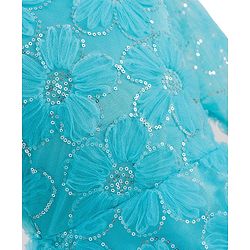 Pine Kids Woven Half Sleeves Party Dress With Floral Embroidery & Sequin Detailing - Light Blue