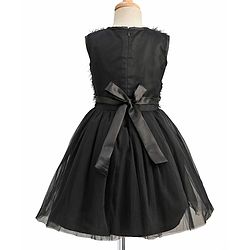 Pine Kids Knit Sleeveless Flared Party Dress with Sequin Detailing - Black