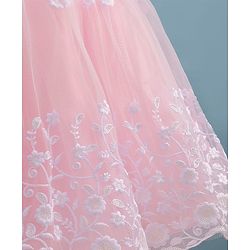 Pine Kids Knit Sleeveless Flared Party Dress with Floral Embroidery - Pink