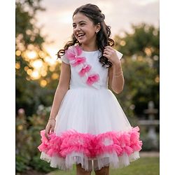 Pine Kids Woven Cap Sleeves Party Dress With Frill Detailing - White