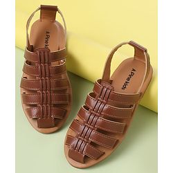 Pine Kids Back Strap Mojaris - Brown