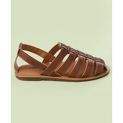 Pine Kids Back Strap Mojaris - Brown
