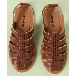 Pine Kids Back Strap Mojaris - Brown