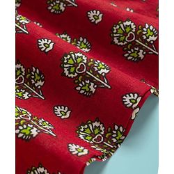 Pine Kids Cotton Woven Full Sleeves Kurta Pajama Set With Floral Print - Red