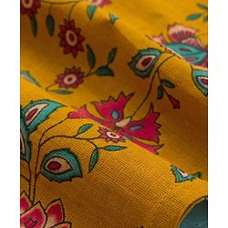 Pine Kids Cotton Woven Full Sleeves Kurta Pajama Set With Floral Print - Mustard