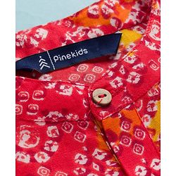 Pine Kids Cotton Woven Full Sleeves Kurta Pajama Set With Floral Print - Multicolour