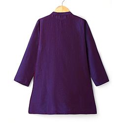 Pine Kids Woven Full Sleeves Kurta Pajama Set With Sequin Detailing - Purple
