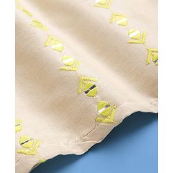 Pine Kids Woven Full Sleeves Kurta Pajama Set with Embroidery - Beige
