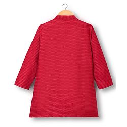 Pine Kids Woven Full Sleeves Embroidered Kurta Pajama Set - Maroon