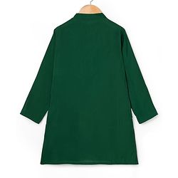 Pine Kids Woven Full Sleeves Kurta Pajama & Jacket Set with Stripes - Green