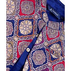 Pine Kids Woven Full Sleeves Kurta Pajama with Jacket & Motif Print - Navy Blue