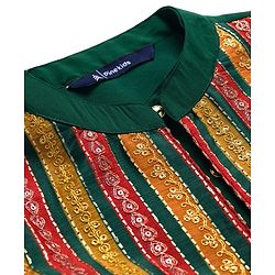 Pine Kids Woven Full Sleeves Kurta Pyjama Set With Embroidered Nehru Jacket - Green