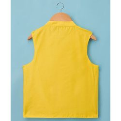 Pine Kids Woven Full Sleeves Kurta Pajama with Jacket Embroidery & Sequin Detailing - Off White & Yellow