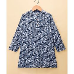 Pine Kids Cotton Woven Full Sleeves Printed Kurta - Blue