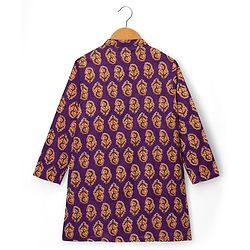 Pine Kids Cotton Woven Full Sleeves Kurta with Floral Print - Purple