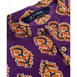Pine Kids Cotton Woven Full Sleeves Kurta with Floral Print - Purple