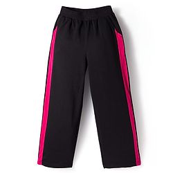 Pine Kids Looper Knit Full Sleeves Winter Wear Hooded Sweatshirt & Lounge Pant Set with Heart Print - Black & Dark Pink