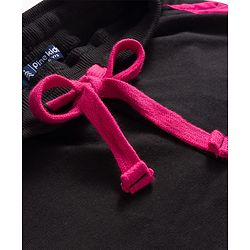 Pine Kids Looper Knit Full Sleeves Winter Wear Hooded Sweatshirt & Lounge Pant Set with Heart Print - Black & Dark Pink