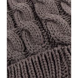 Pine Kids Knit Woollen Cap With Cable Knit Design Tan - Diameter 10.5 cm