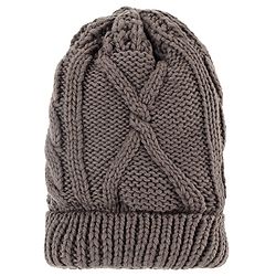 Pine Kids Knit Woollen Cap With Cable Knit Design Tan - Diameter 10.5 cm
