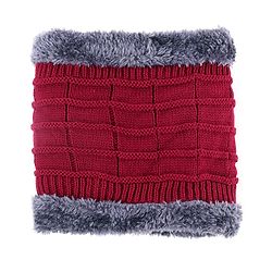 Pine Kids Knit Woollen Cap & Muffler Set Maroon - Diameter 14 cm
