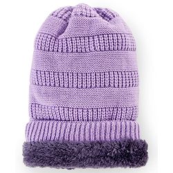 Pine Kids Knitted Solid Woollen Cap & Muffler Lilac - Diameter 18 cm