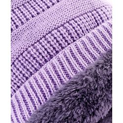 Pine Kids Knitted Solid Woollen Cap & Muffler Lilac - Diameter 18 cm