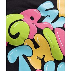 Pine Kids Single Jersey Knit Half Drop Shoulder Sleeves Top & Pant Set with Great Things Await Print - Black