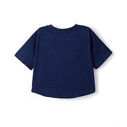 Pine Kids Single Jersey Knit Half Sleeves Twofer Style Top and Palazzo Set with College League Print - Navy Blue & Grey