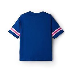 Pine Kids Single Jersey Knit Half Sleeves Top and Palazzo Set With Stay Cool Text Print - Blue