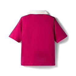 Pine Kids Single Jersey Knit Half Sleeves Top & Palazzo Set with New York Print & Tape Detailing - Dark Pink
