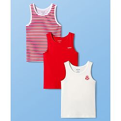 Pine Kids Cotton Knit Sleeveless Vests With Stripes & Gamer Text Print Pack Of 3 (Colour May Vary)