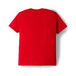 Pine Kids Single Jersey Knit Half Sleeves T-Shirt & Lounge Pant With Text Print - Red & Navy Blue