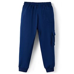 Pine Kids Single Jersey Knit Half Sleeves T-Shirt & Lounge Pant With Text Print - Red & Navy Blue