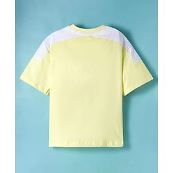 Pine Kids Single Jersey Knit Half Sleeves T-Shirt & Lounge Pant Set With Text Print - Yellow