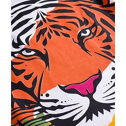 Pine Kids Single Jersey Knit Half Sleeves T-Shirt & Lounge Pant Set with Tiger Print - White & Black