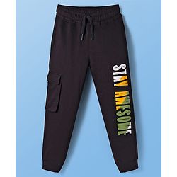 Pine Kids Single Jersey Knit Half Sleeves T-Shirt & Lounge Pant Set with Tiger Print - White & Black