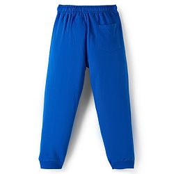 Pine Kids Single Jersey Knit Half Sleeves Cut & Sew T-Shirt & Lounge Pant Set with Text Print - Royal Blue