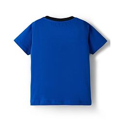 Pine Kids Single Jersey Knit Half Sleeves Cut & Sew T-Shirt & Lounge Pant Set with Text Print - Royal Blue