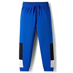 Pine Kids Single Jersey Knit Half Sleeves Cut & Sew T-Shirt & Lounge Pant Set with Text Print - Royal Blue