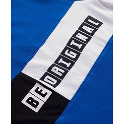 Pine Kids Single Jersey Knit Half Sleeves Cut & Sew T-Shirt & Lounge Pant Set with Text Print - Royal Blue